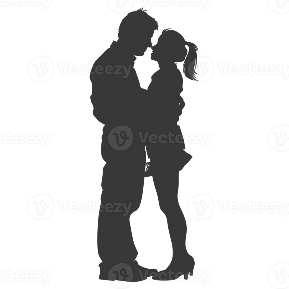 AI generated Silhouette for celebrating parents day moment black color only png