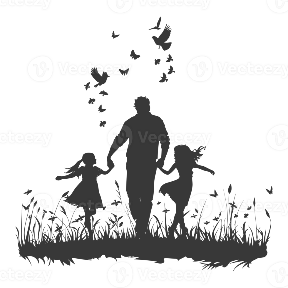 AI generated Silhouette for celebrating parents day moment black color only png