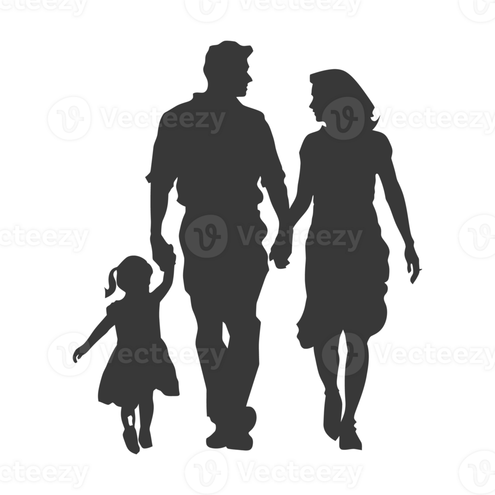 AI generated Silhouette for celebrating parents day moment black color only png