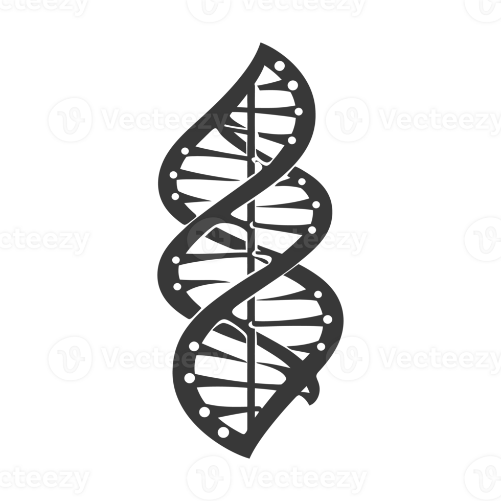 ai genererad silhuett gen dna symbol svart Färg endast png