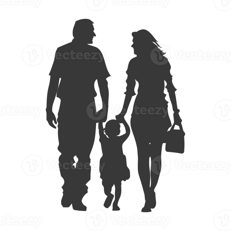 AI generated Silhouette for celebrating parents day moment black color only png