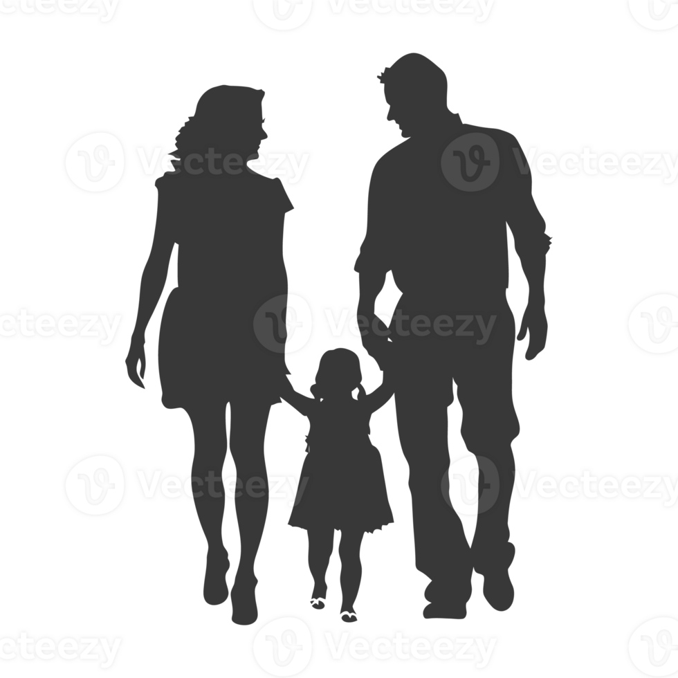 AI generated Silhouette for celebrating parents day moment black color only png