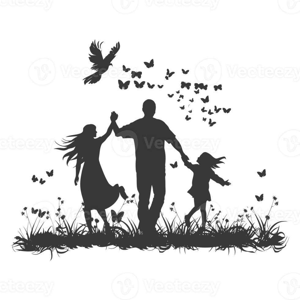 AI generated Silhouette for celebrating parents day moment black color only png
