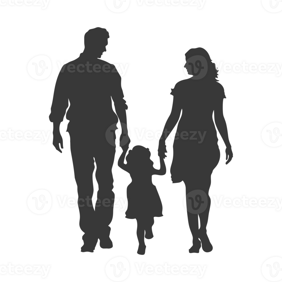 AI generated Silhouette for celebrating parents day moment black color only png