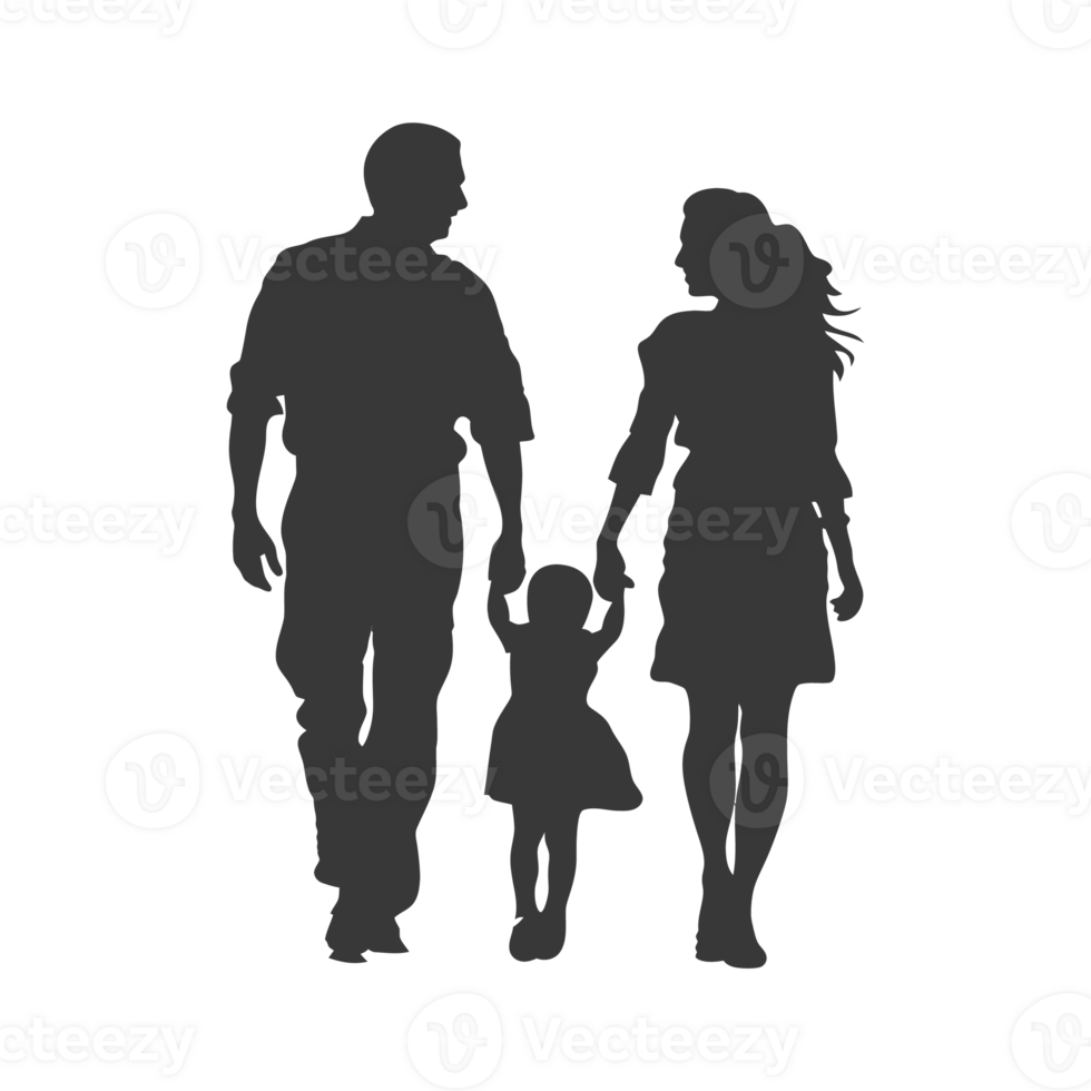 AI generated Silhouette for celebrating parents day moment black color only png