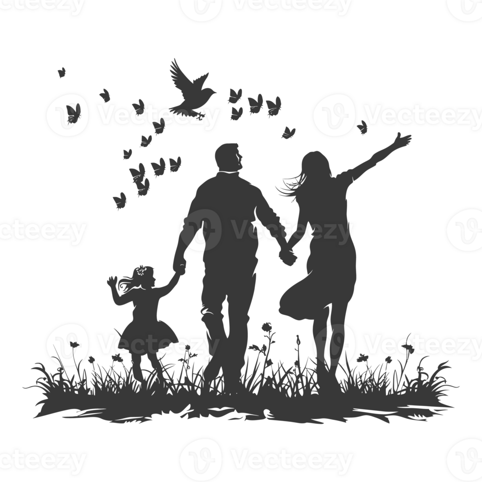 AI generated Silhouette for celebrating parents day moment black color only png