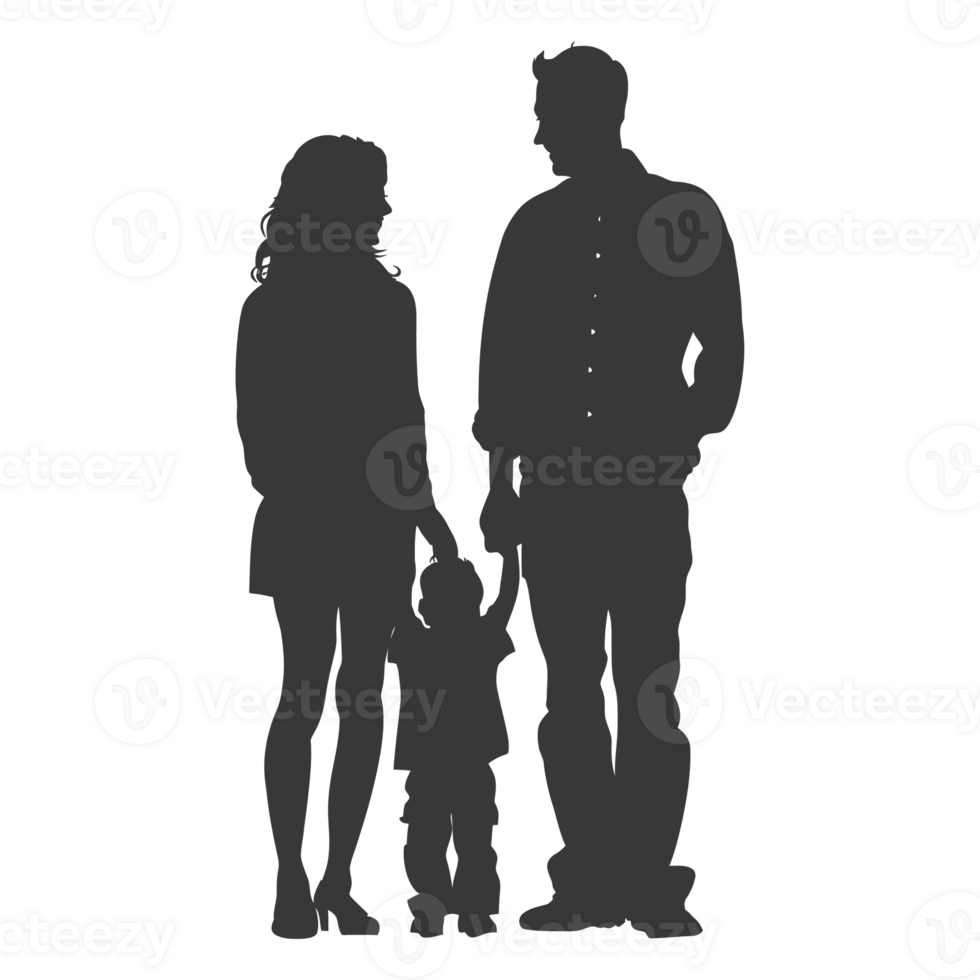 AI generated Silhouette for celebrating parents day moment black color only png