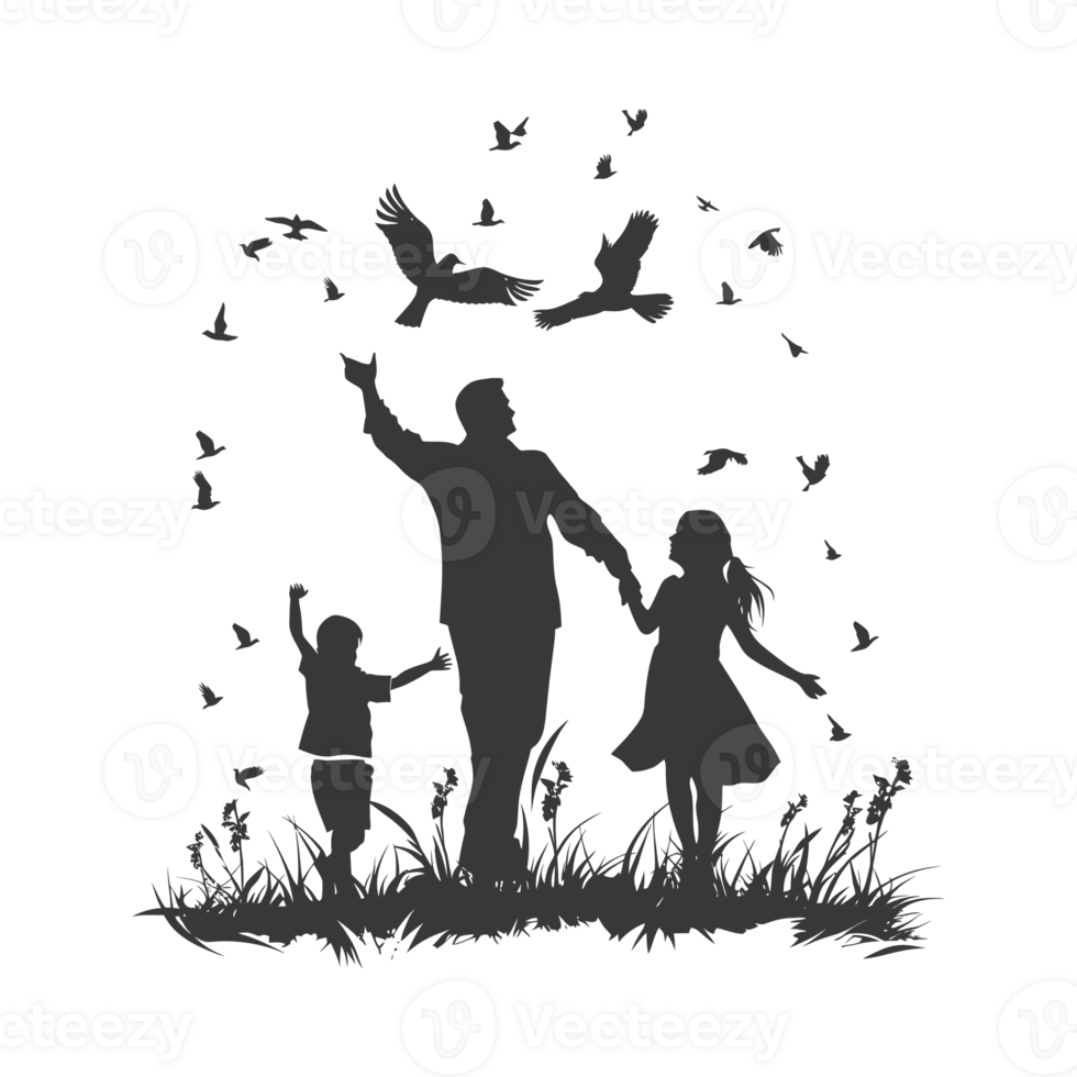 AI generated Silhouette for celebrating parents day moment black color only png