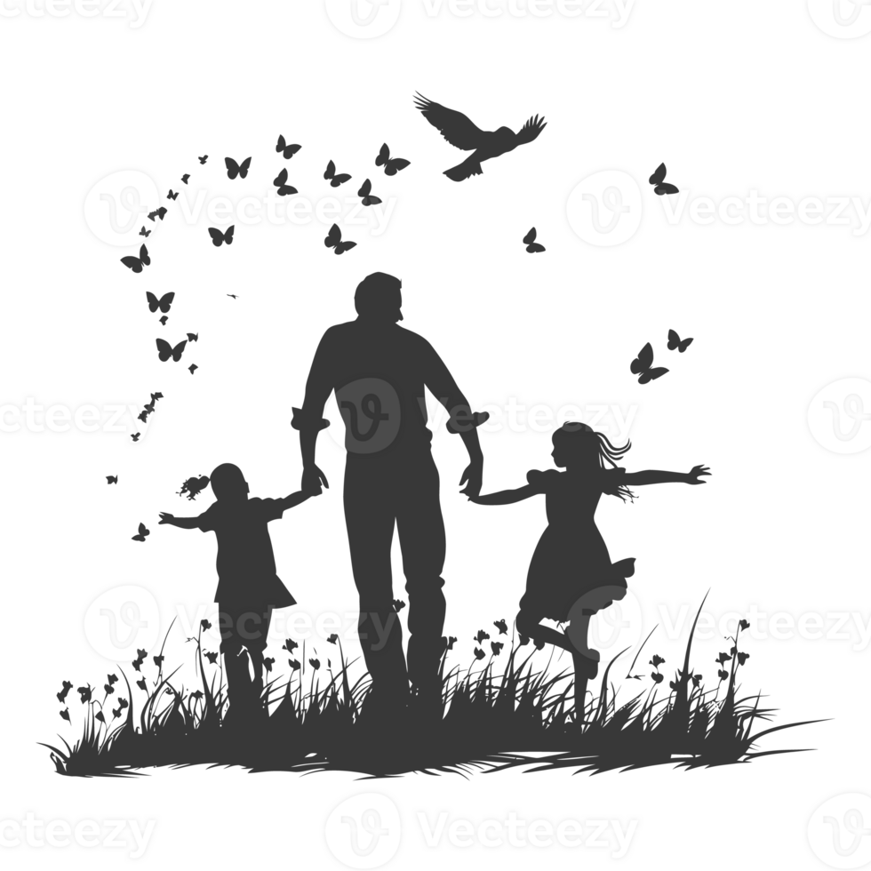 AI generated Silhouette for celebrating parents day moment black color only png