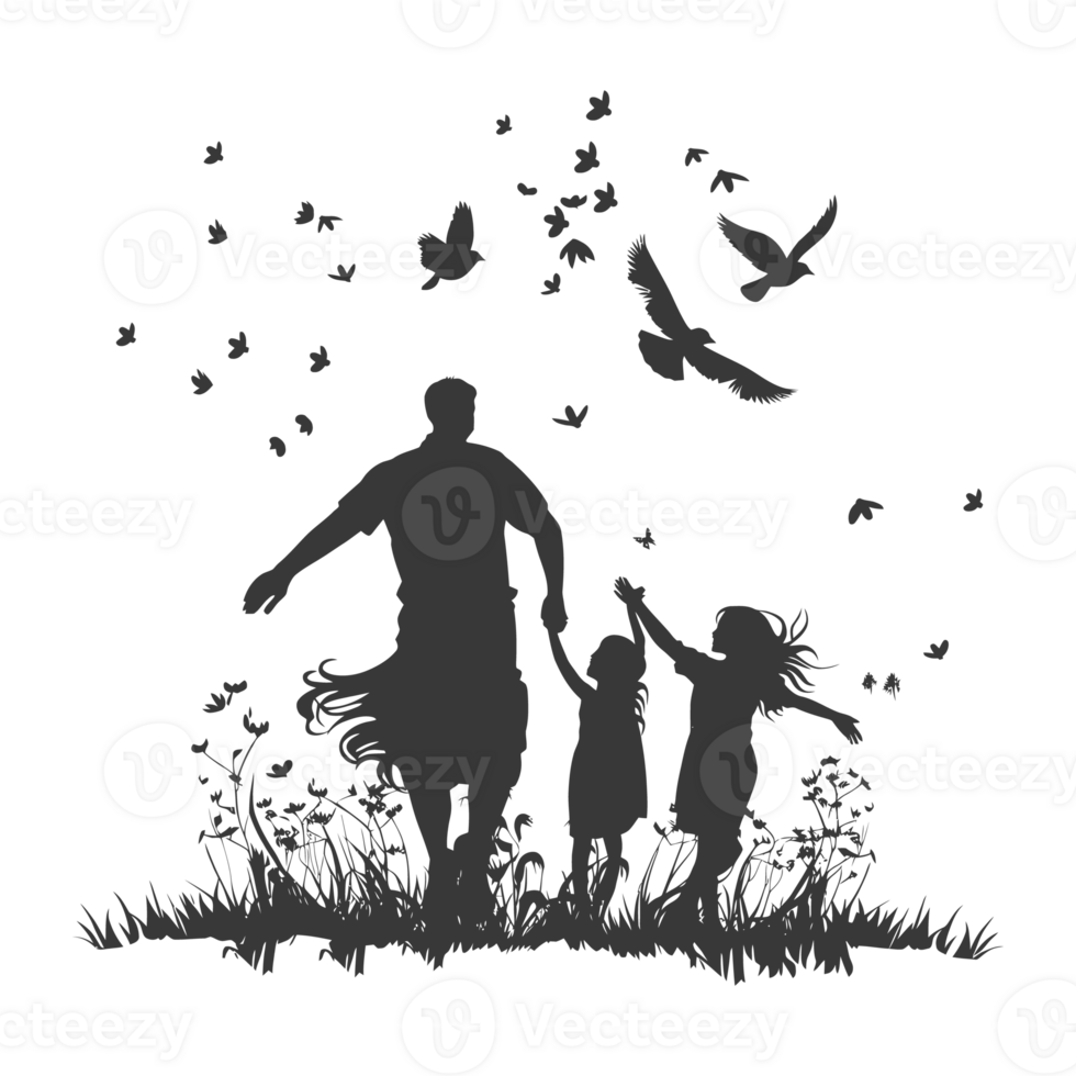 AI generated Silhouette for celebrating parents day moment black color only png
