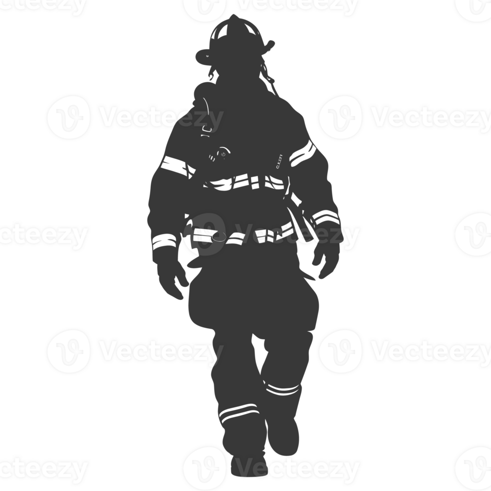 ai gegenereerd silhouet brandweerman vervelend veiligheid uitrusting zwart kleur enkel en alleen png