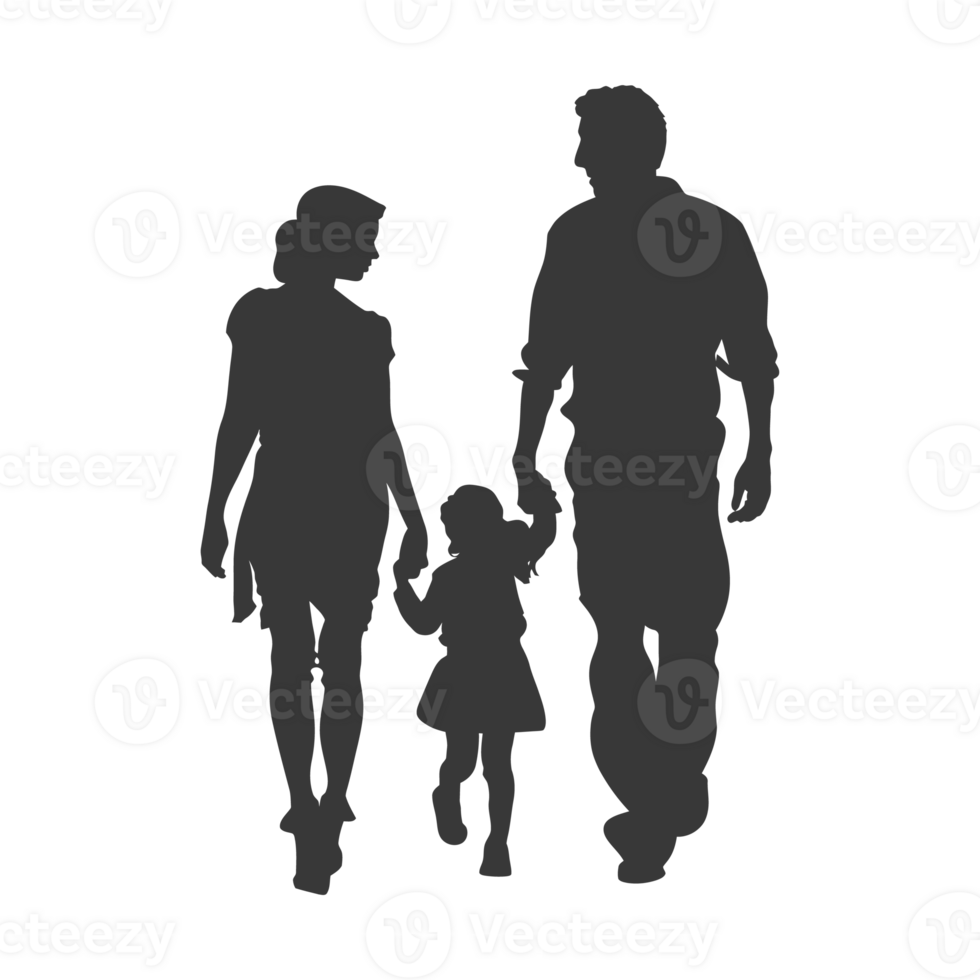 AI generated Silhouette for celebrating parents day moment black color only png