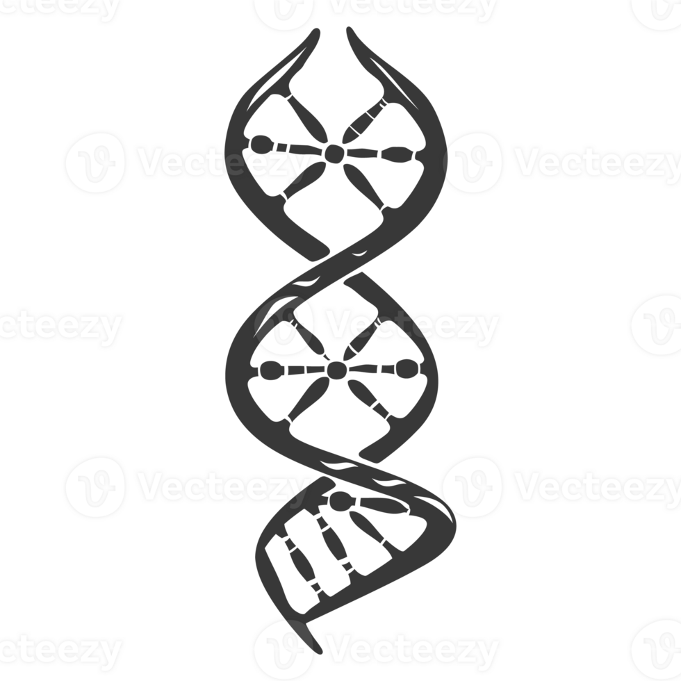 AI generated Silhouette gene DNA symbol black color only png