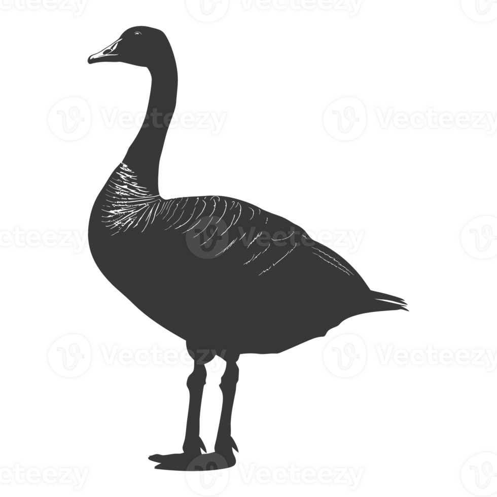 AI generated Silhouette goose animal black color only full body png