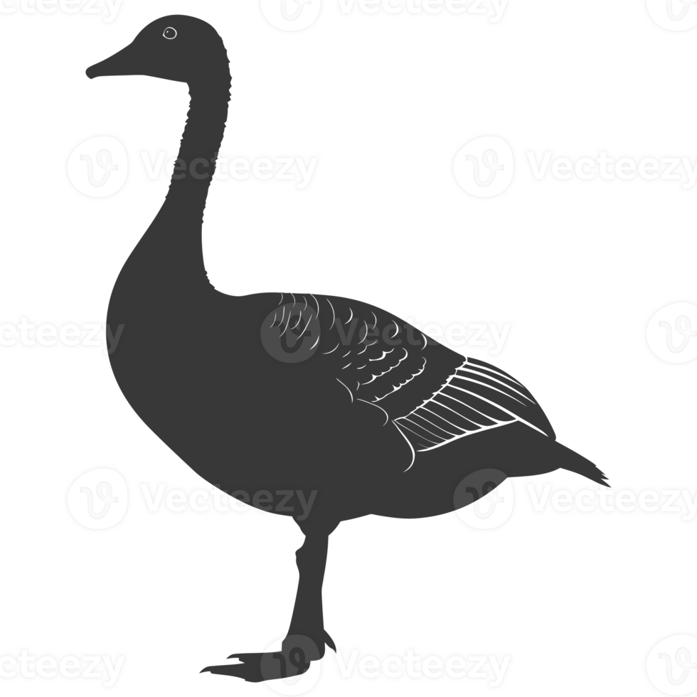 AI generated Silhouette goose animal black color only full body png
