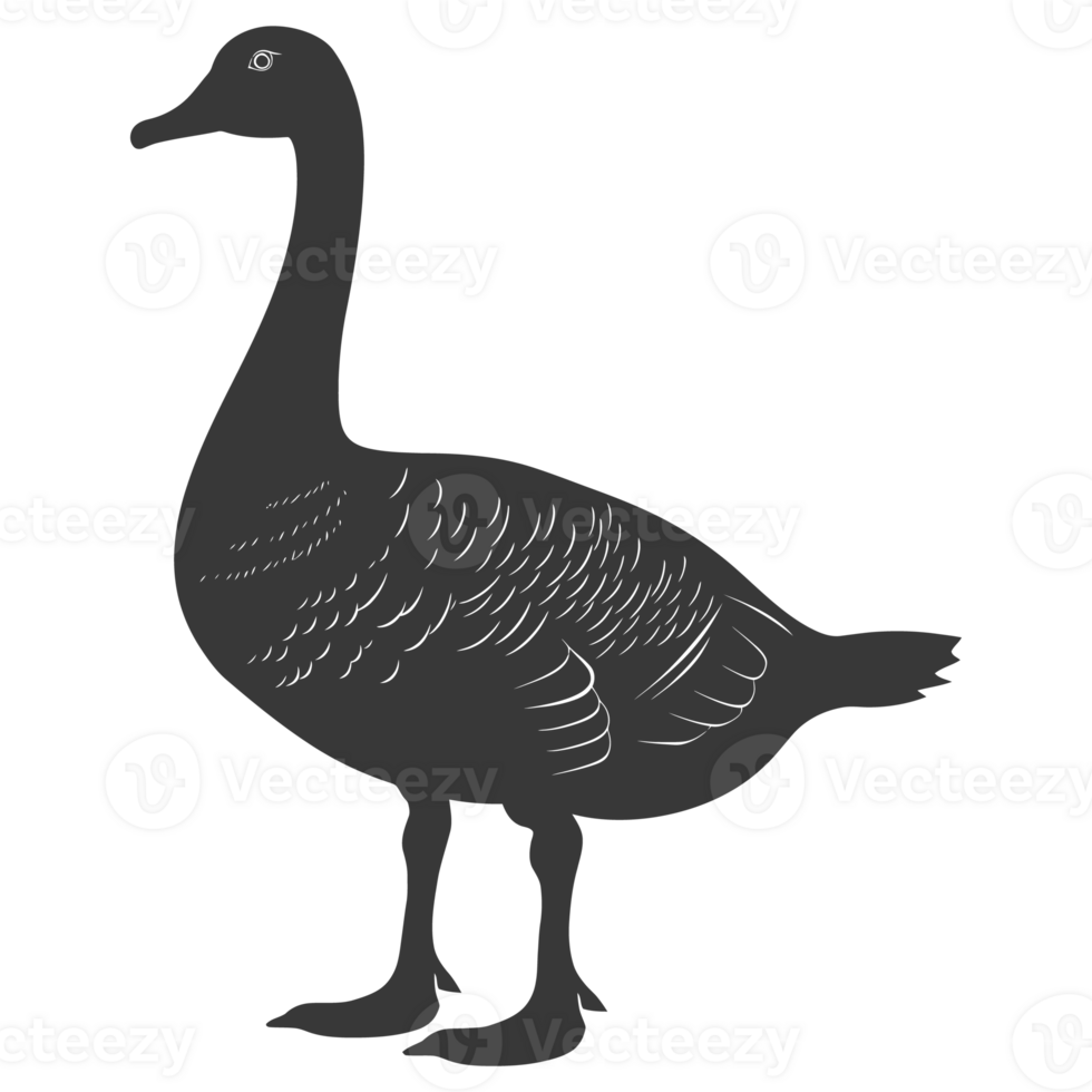 AI generated Silhouette goose animal black color only full body png