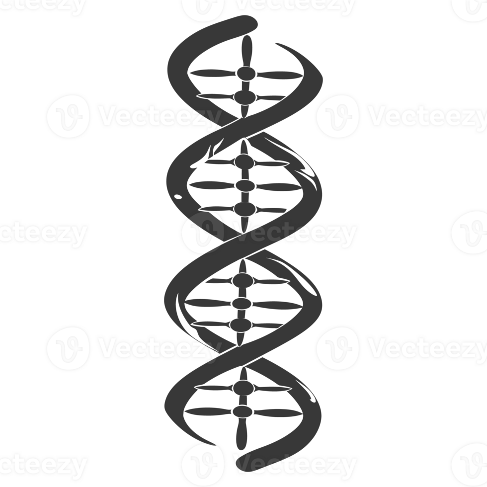 AI generated Silhouette gene DNA mutation symbol black color only png