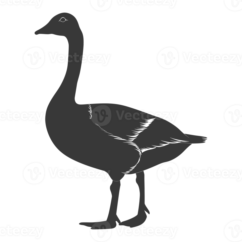 AI generated Silhouette goose animal black color only full body png