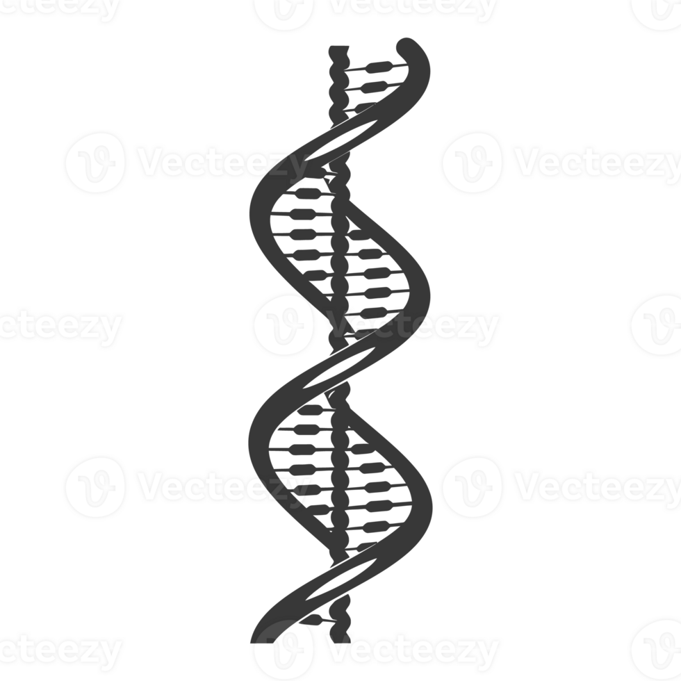 ai genererad silhuett gen dna symbol svart Färg endast png