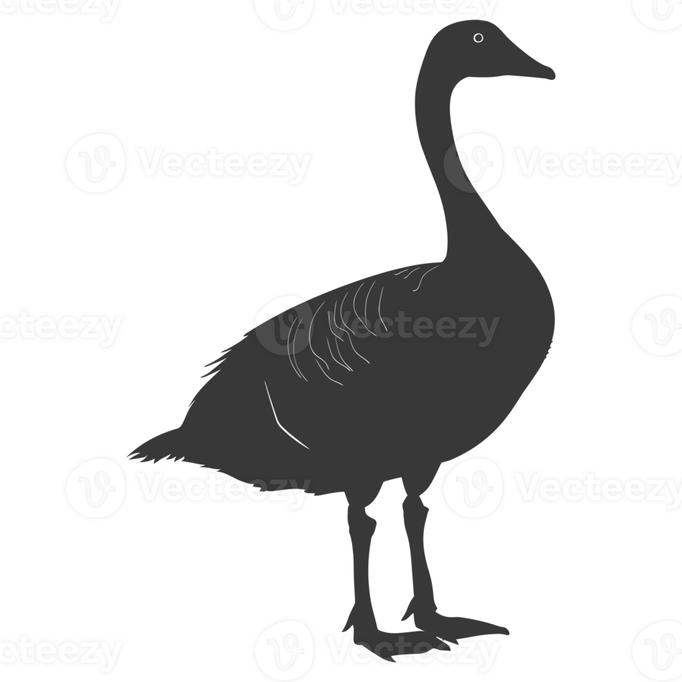 AI generated Silhouette goose animal black color only full body png