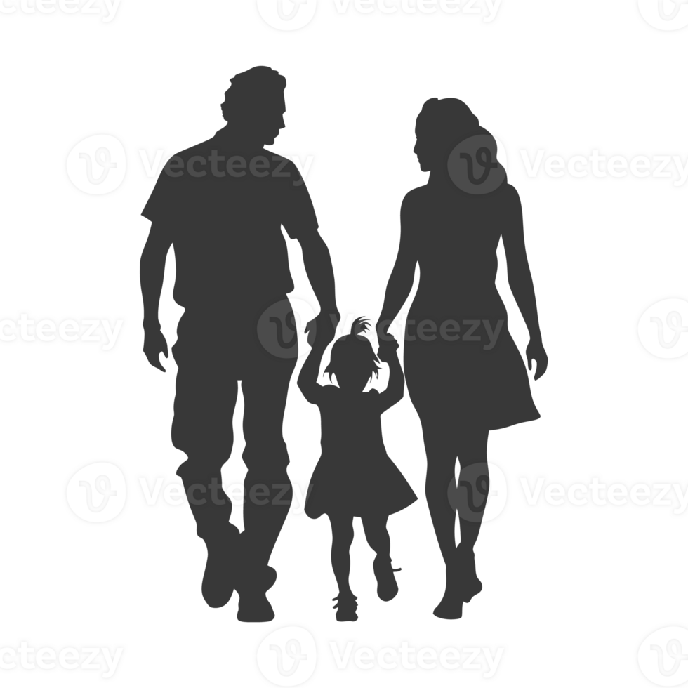 AI generated Silhouette for celebrating parents day moment black color only png