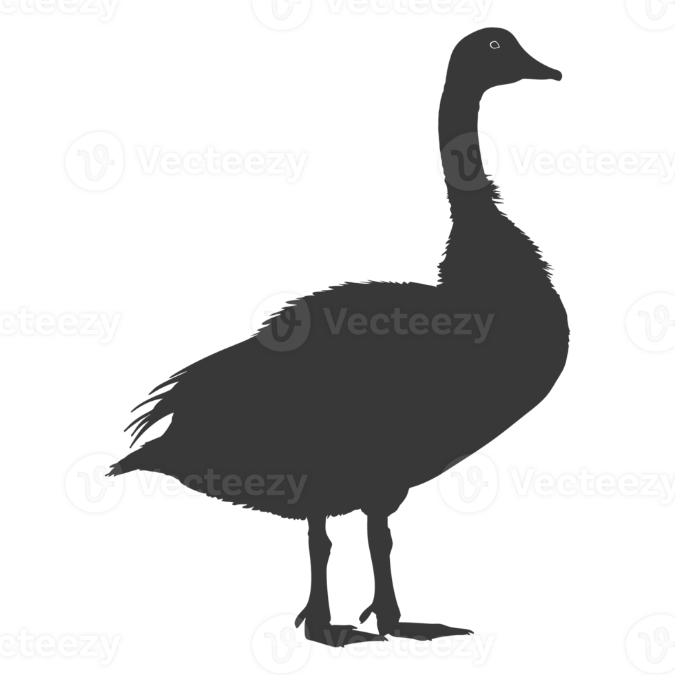 AI generated Silhouette goose animal black color only full body png