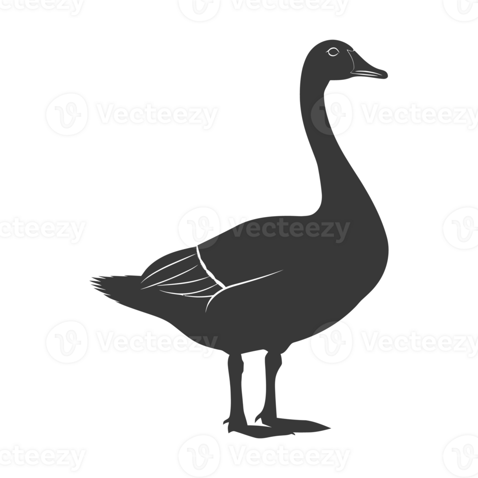 AI generated Silhouette goose animal black color only full body png