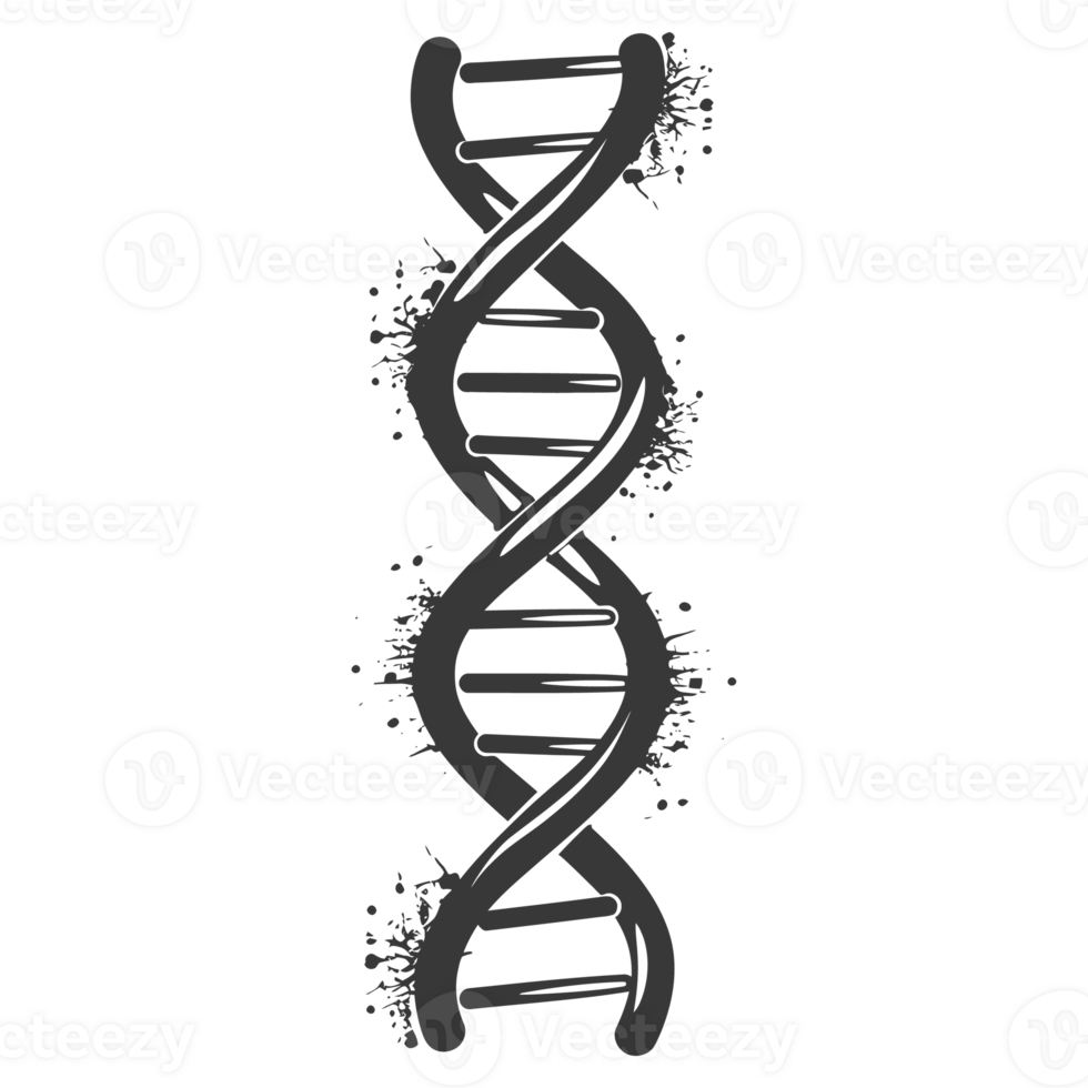 AI generated Silhouette gene DNA symbol black color only png