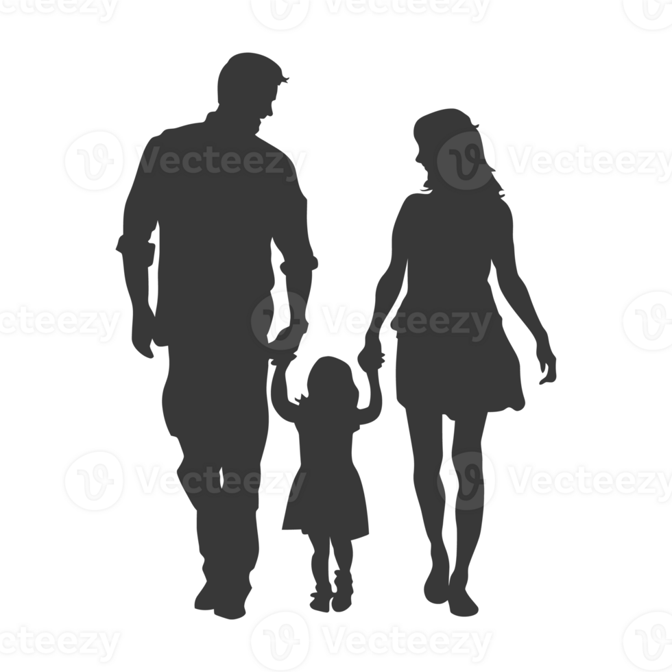 AI generated Silhouette for celebrating parents day moment black color only png