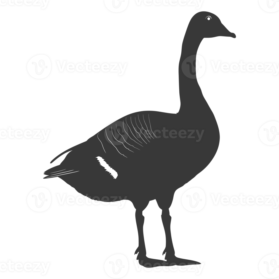 AI generated Silhouette goose animal black color only full body png