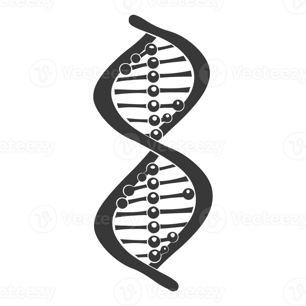 AI generated Silhouette gene DNA symbol black color only png