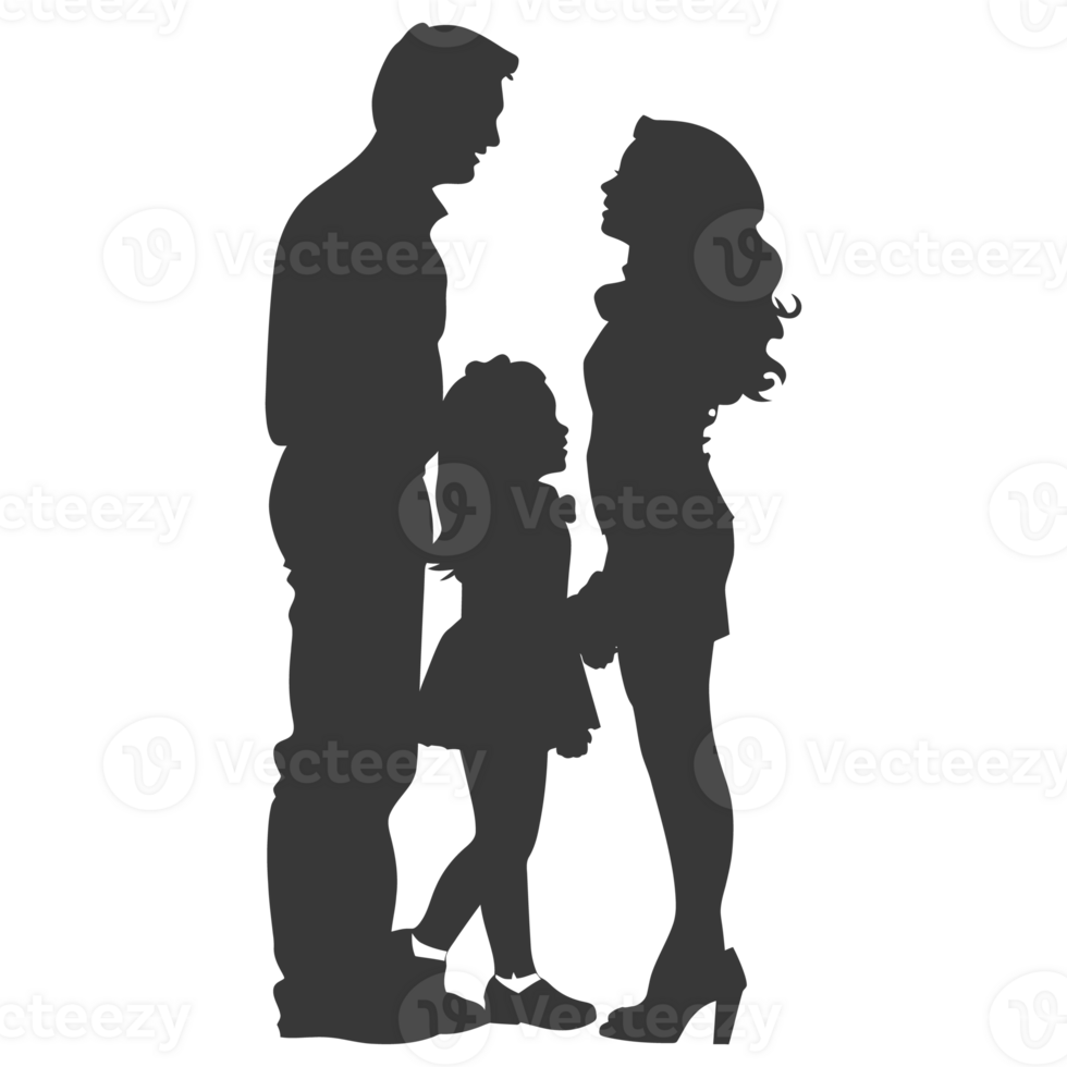 AI generated Silhouette for celebrating parents day moment black color only png