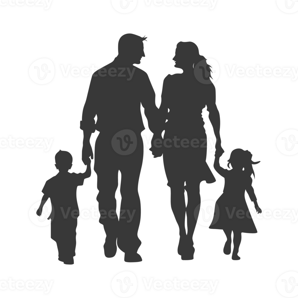 AI generated Silhouette for celebrating parents day moment black color only png