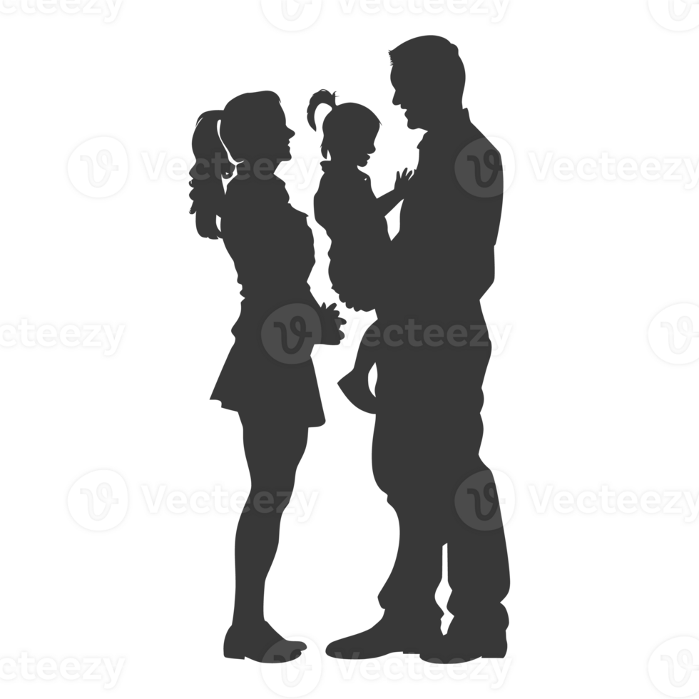 AI generated Silhouette for celebrating parents day moment black color only png