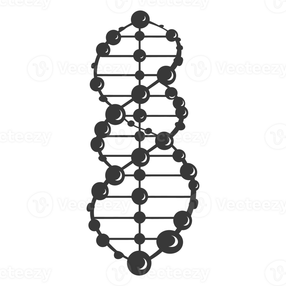 AI generated Silhouette gene DNA symbol black color only png