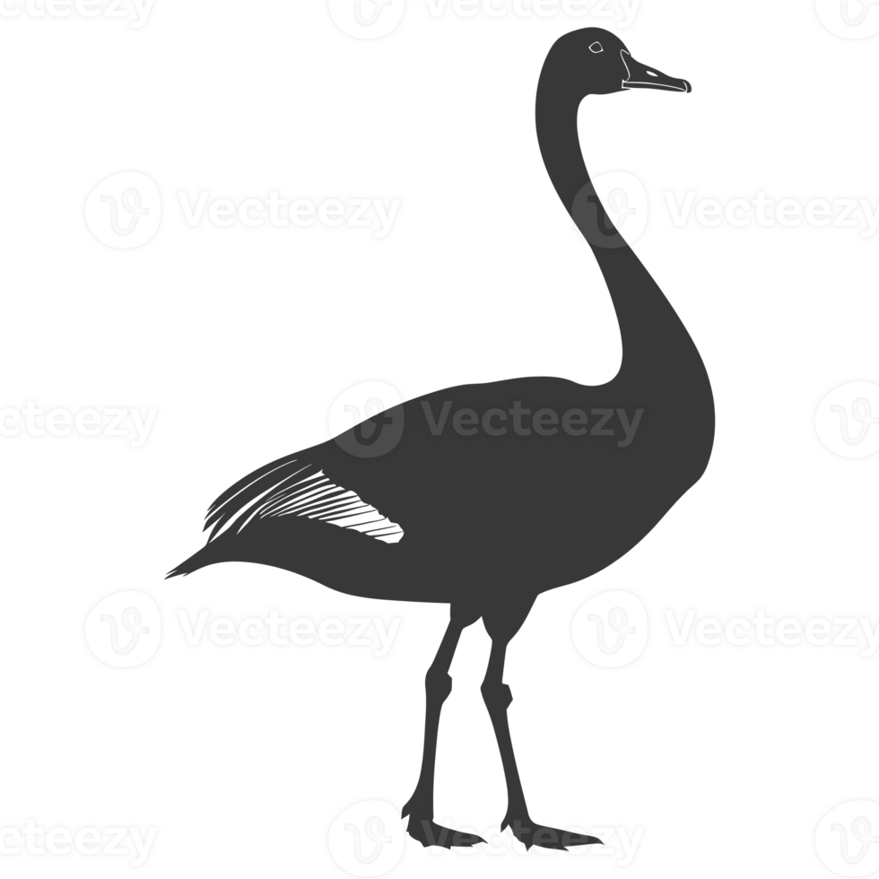 AI generated Silhouette goose animal black color only full body png