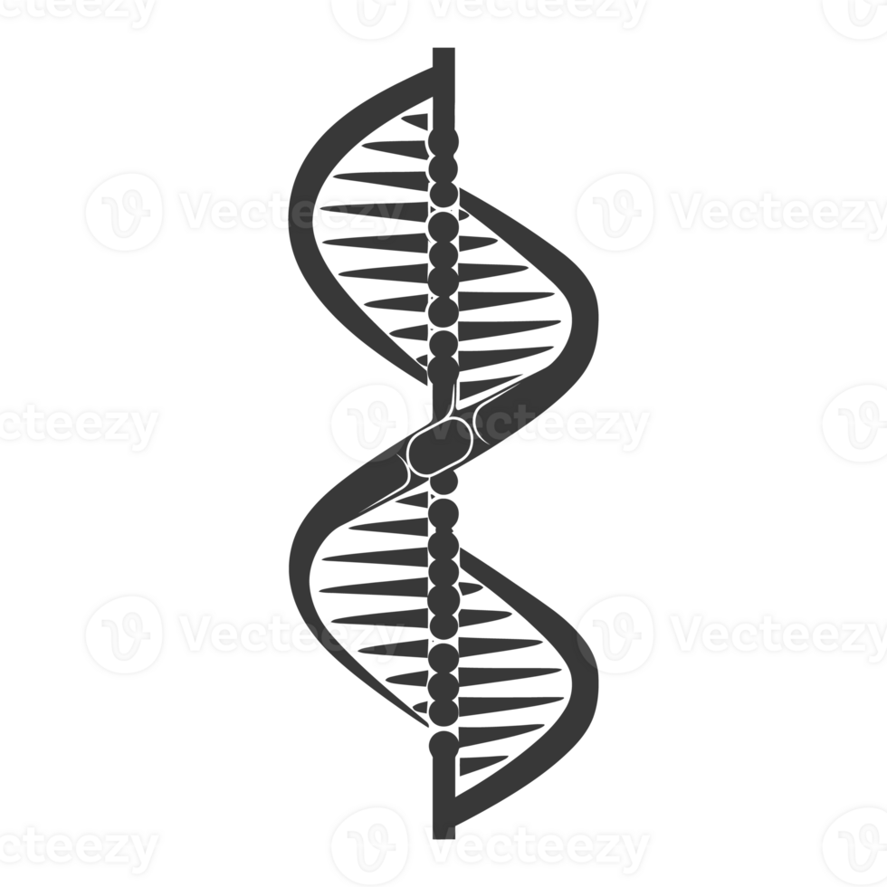 AI generated Silhouette gene DNA symbol black color only png