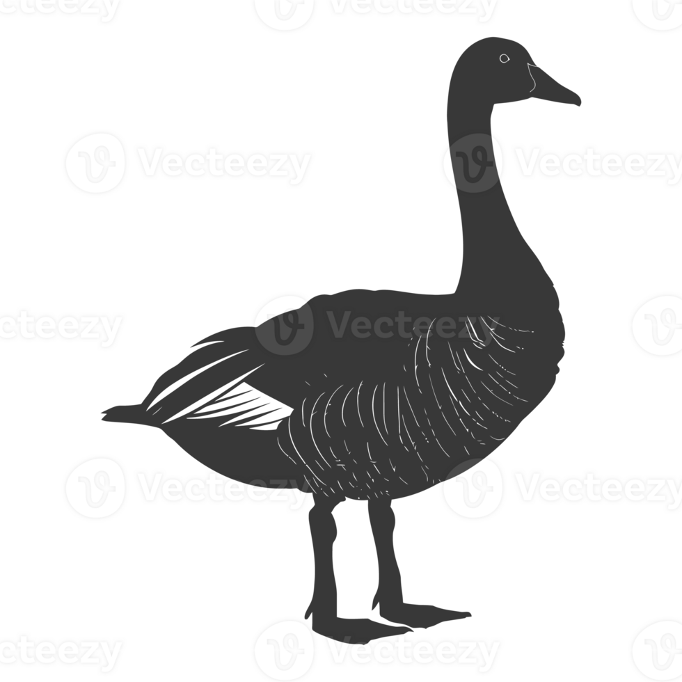 AI generated Silhouette goose animal black color only full body png