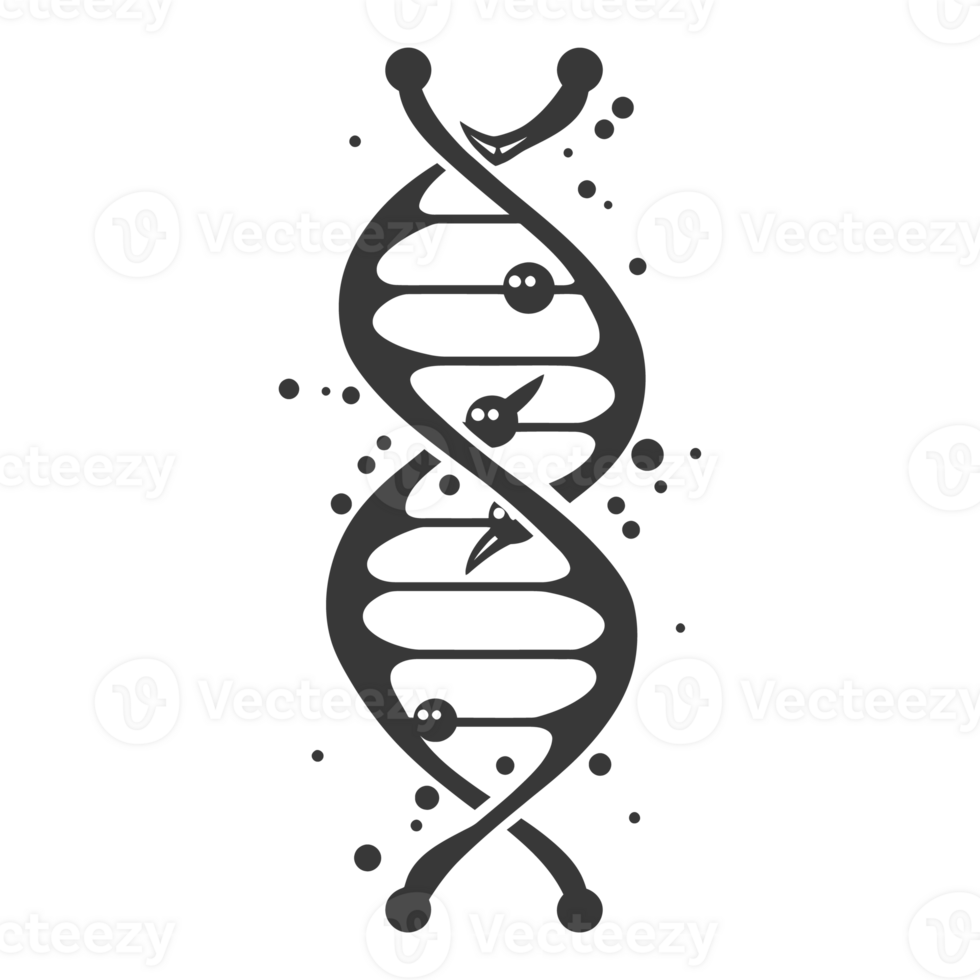 AI generated Silhouette gene DNA symbol black color only png