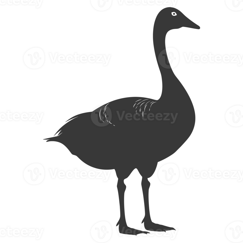 AI generated Silhouette goose animal black color only full body png