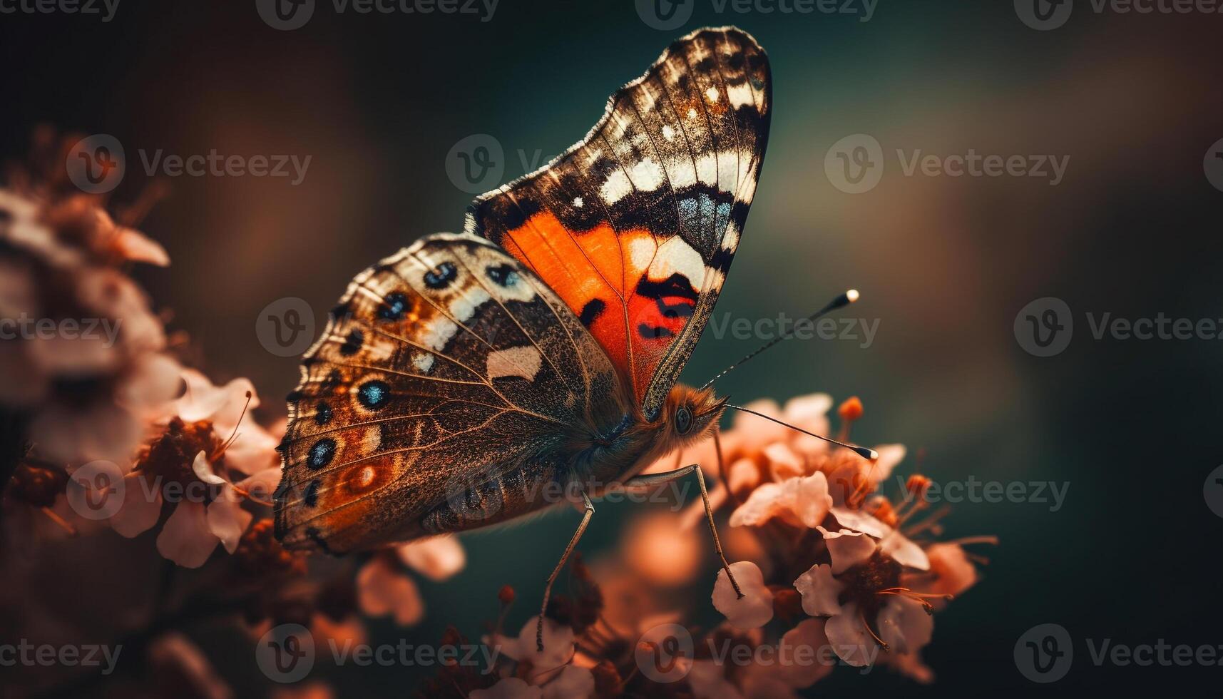 AI generated The butterfly vibrant wings showcase the beauty of nature generated by AI photo