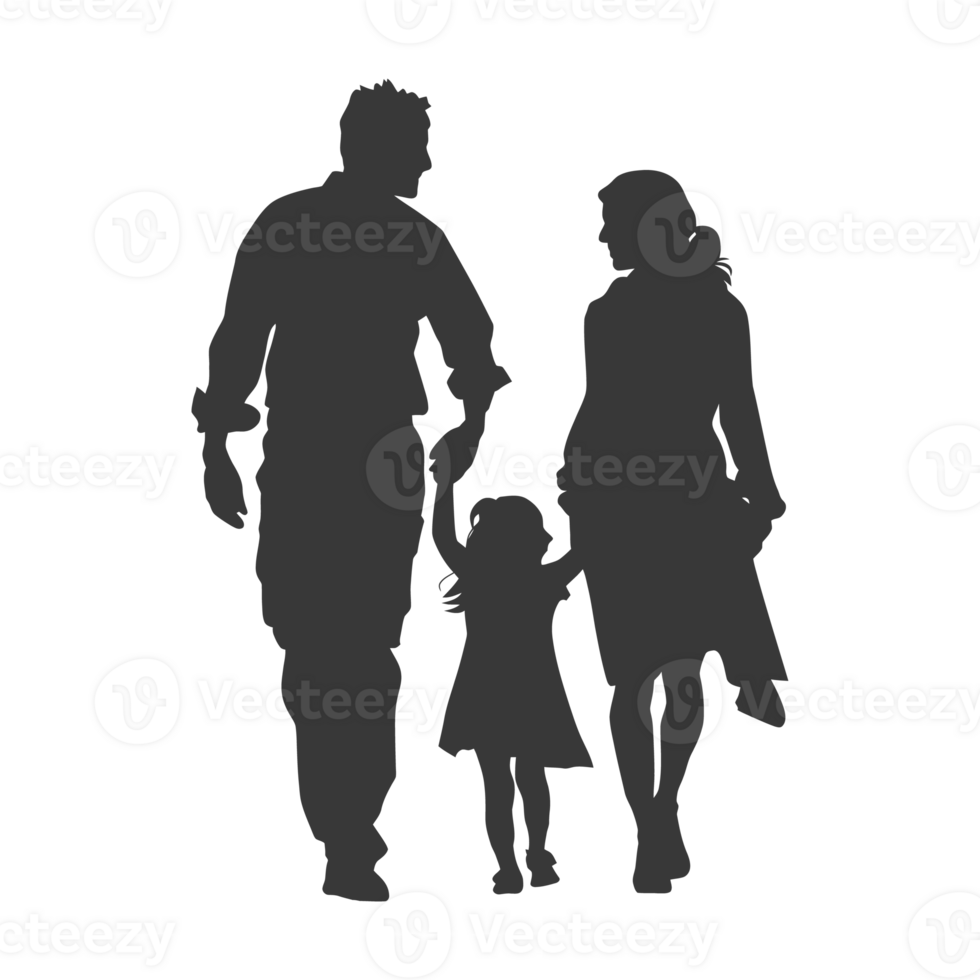 AI generated Silhouette for celebrating parents day moment black color only png