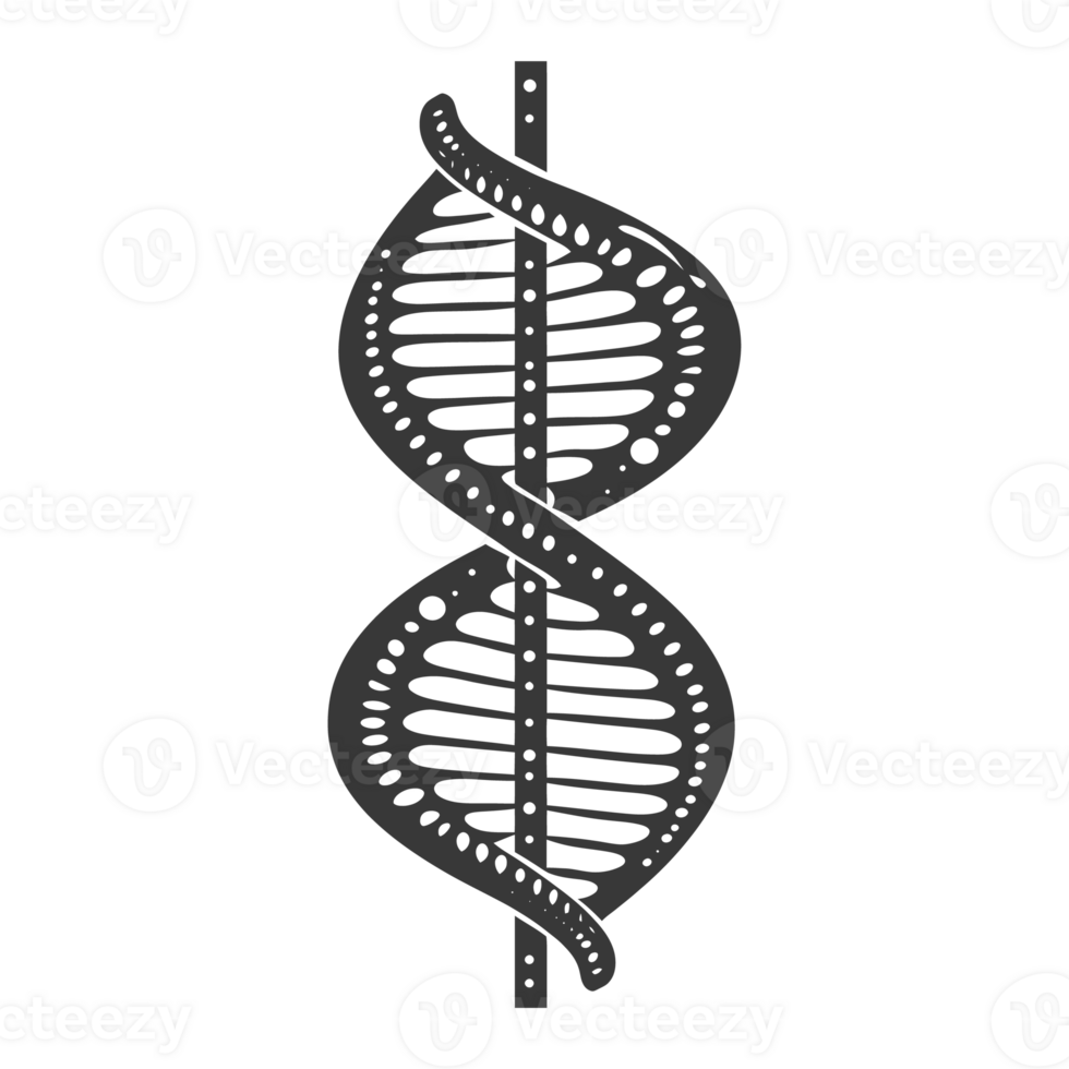 AI generated Silhouette gene DNA symbol black color only png