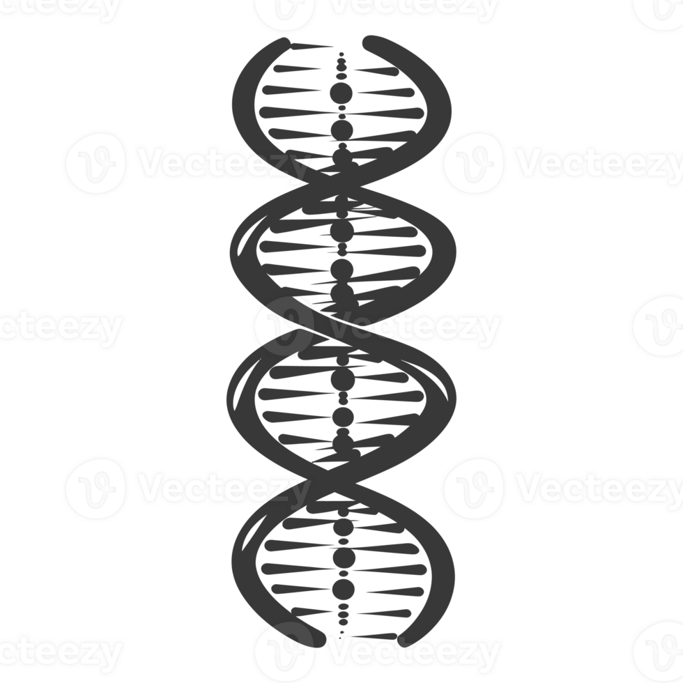 AI generated Silhouette gene DNA symbol black color only png