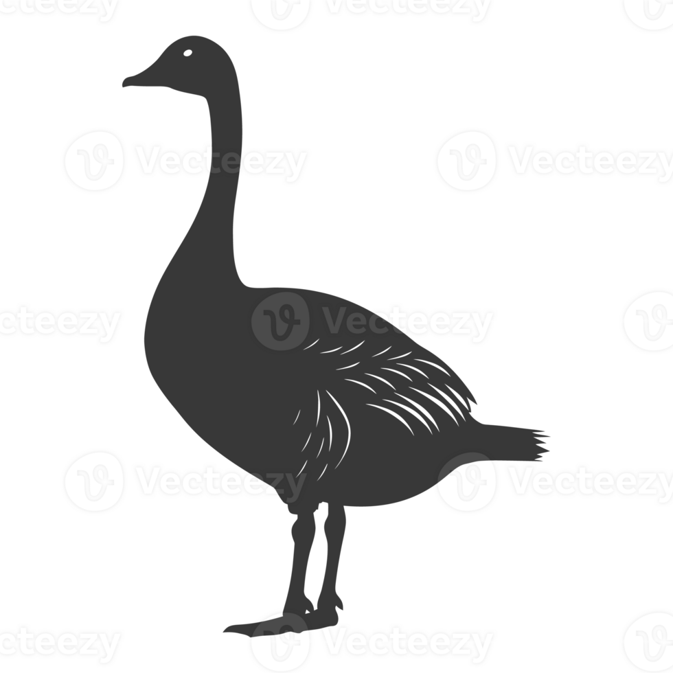 AI generated Silhouette goose animal black color only full body png