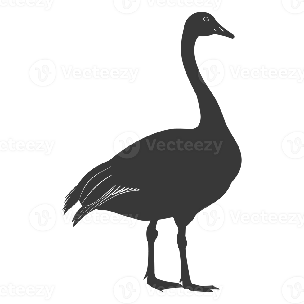 AI generated Silhouette goose animal black color only full body png