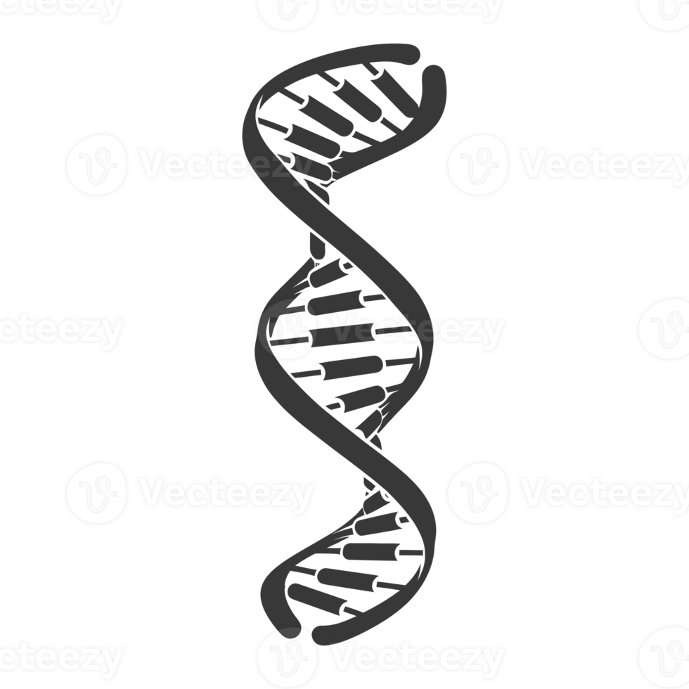 AI generated Silhouette gene DNA symbol black color only png