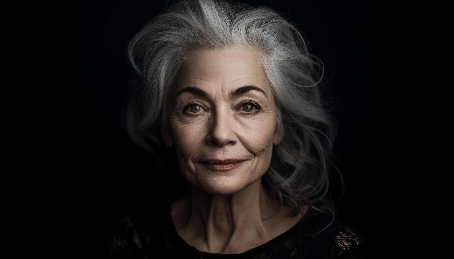 AI generated Smiling senior woman exudes confidence and beauty in close up portrait generated by AI photo