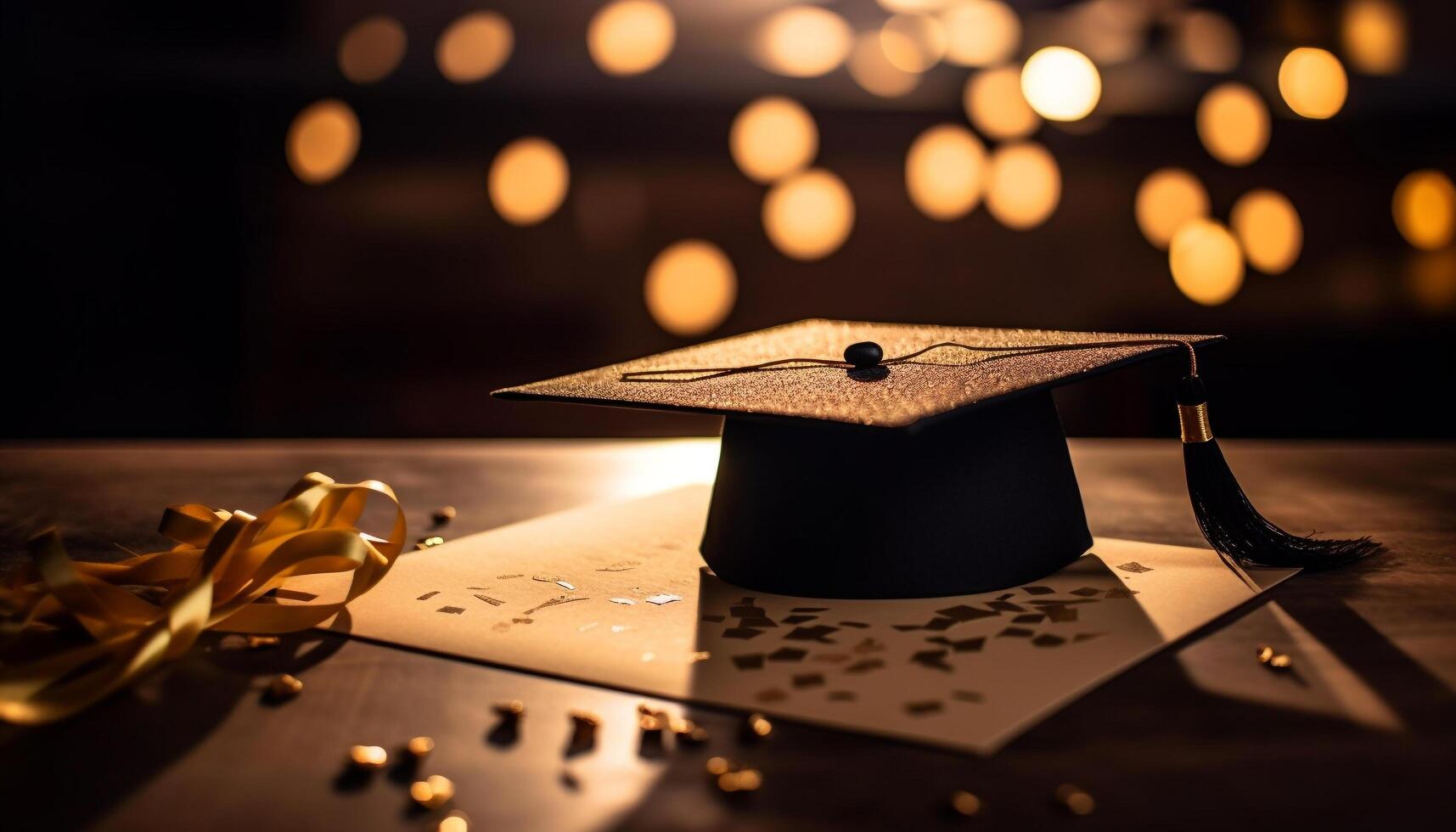 AI generated Education celebration success, diploma, tassel, student achievement, wisdom, intelligence, finishing ceremony, classroom studying, book, teaching generated by AI photo
