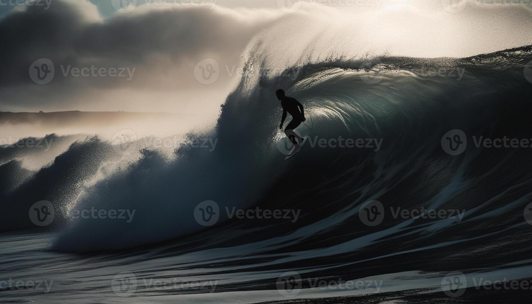 AI generated One person surfing, spraying water, enjoying the freedom of nature generated by AI photo